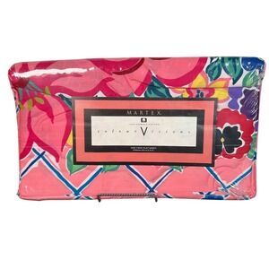 Martex Colour Visions Twin Flat Sheet 100% Cotton Pink Floral Blue Vintage